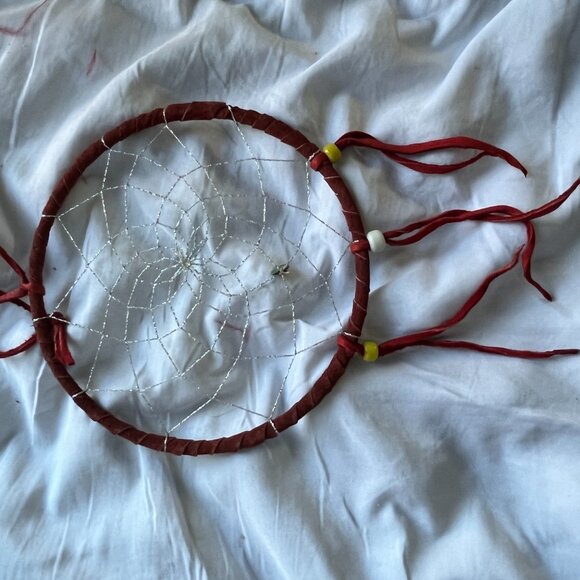 Lot of 5 Dreamcatcher Style Wall Hangings Leather Wrapped Hoops Beads & Feathers - Picture 9 of 10